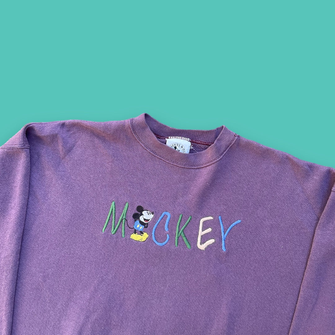 VINTAGE MICKEY EMBROIDERED CREWNECK ( M/L)