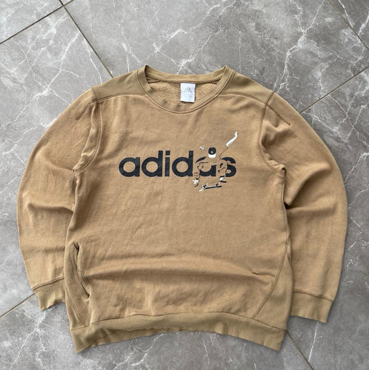 Vintage Adidas Brown Crewneck Sweatshirt with Skate Graphic (L)