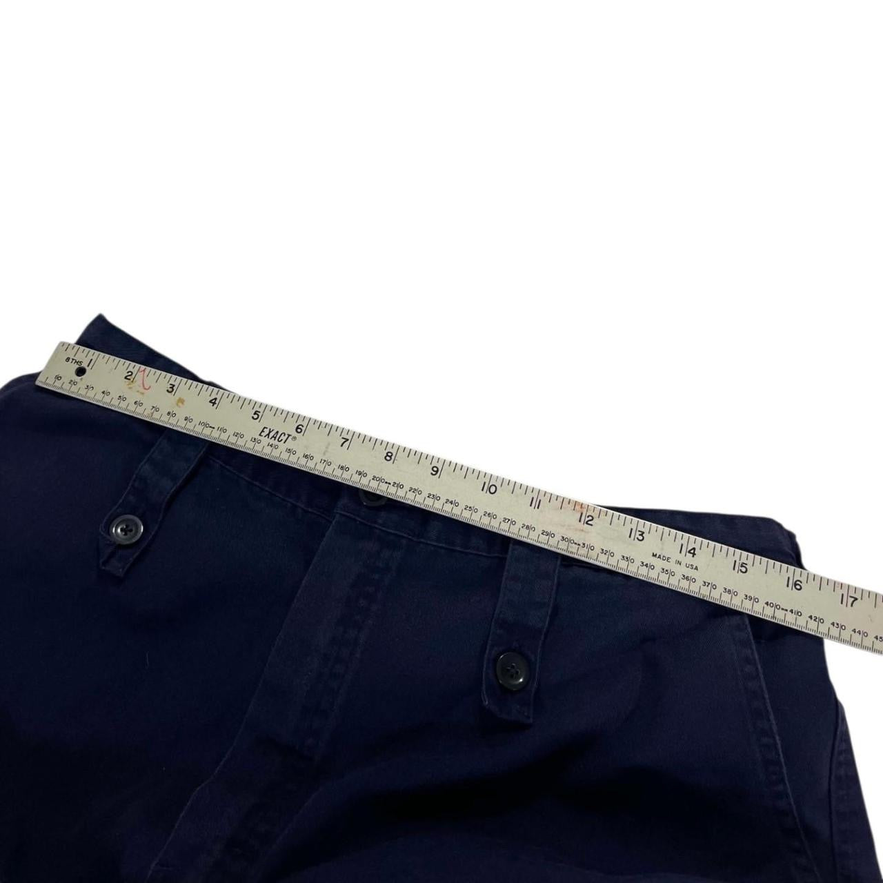 Navy blue long cargo shorts