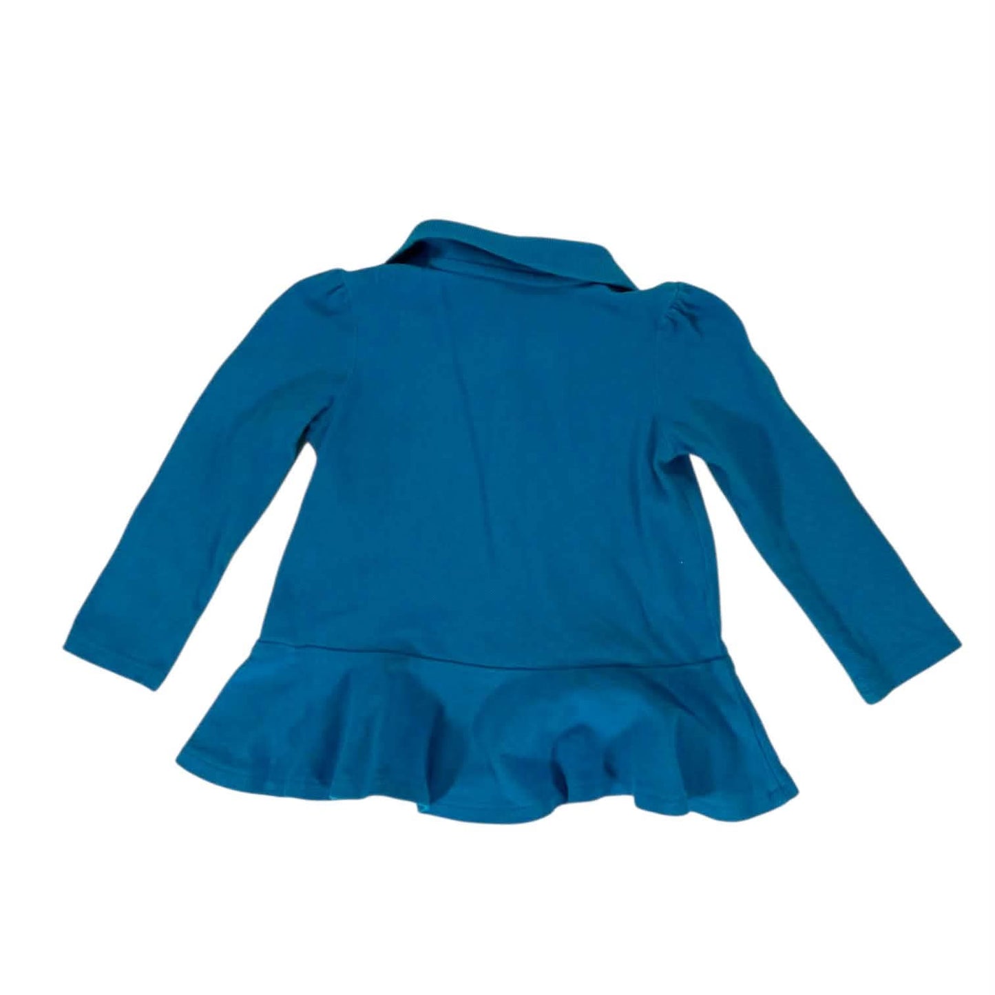 RALPH LAUREN BLUE BABY GIRL POLO SHIRT WITH RUFFLE HEM AND LONG SLEEVES (18 MONTHS)