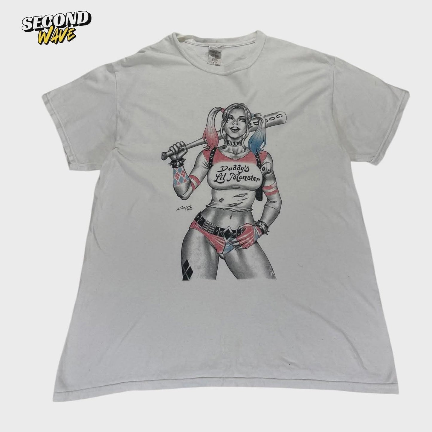 HARLEY QUINN SUICIDE SQUAD WHITE COTTON TEE (L)