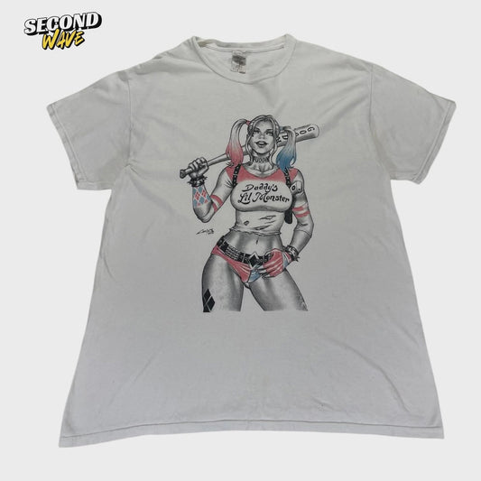 HARLEY QUINN SUICIDE SQUAD WHITE COTTON TEE (L)