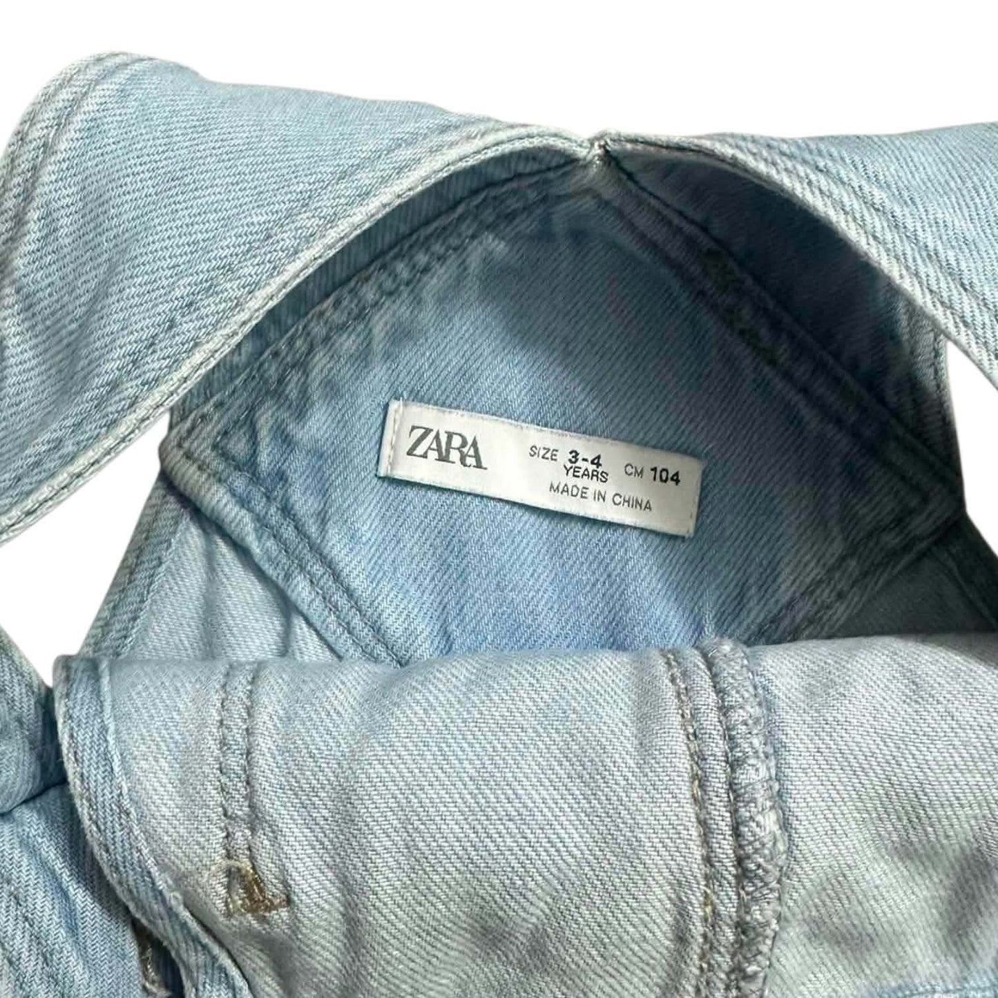 ZARA LIGHT BLUE DENIM DUNGAREES (3-4YRS)