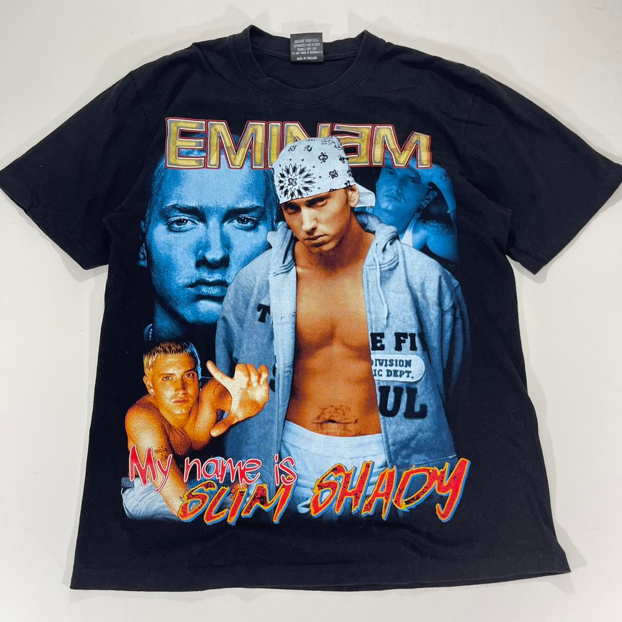 THAI BOOT SINGLE STITCHED FRONT AND BACK EMINEM BLACK GRAPHIC TEE (L)