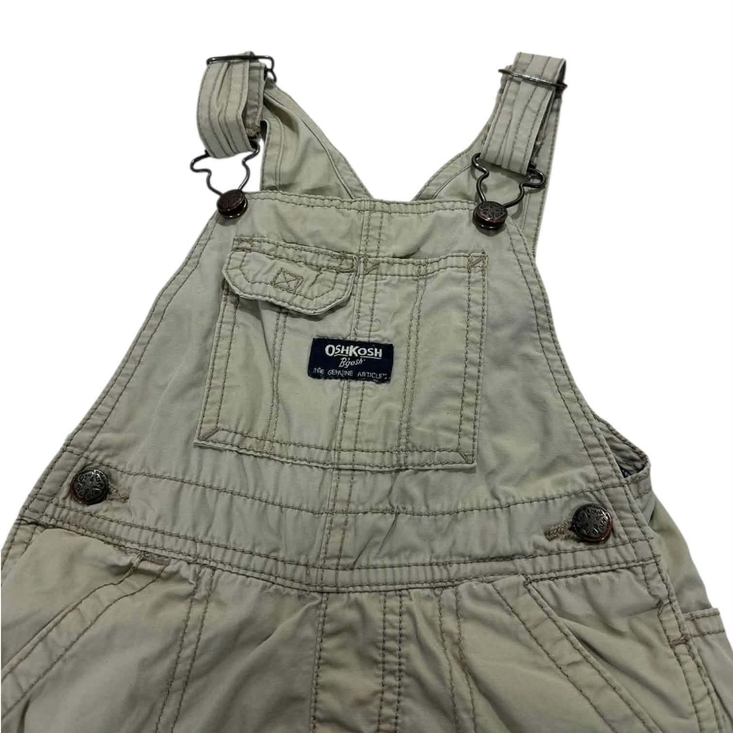 OSHKOSH B’GOSH BEIGE OVERALLS WITH ADJUSTABLE STRAPS AND POCKETS (24 MONTHS)