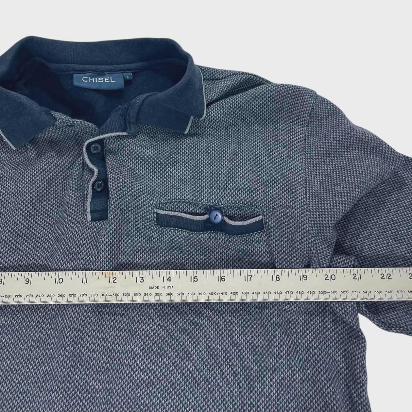 VINTAGE CHISEL POLO SHIRT WITH EMBROIDERED LOGO (M-L)