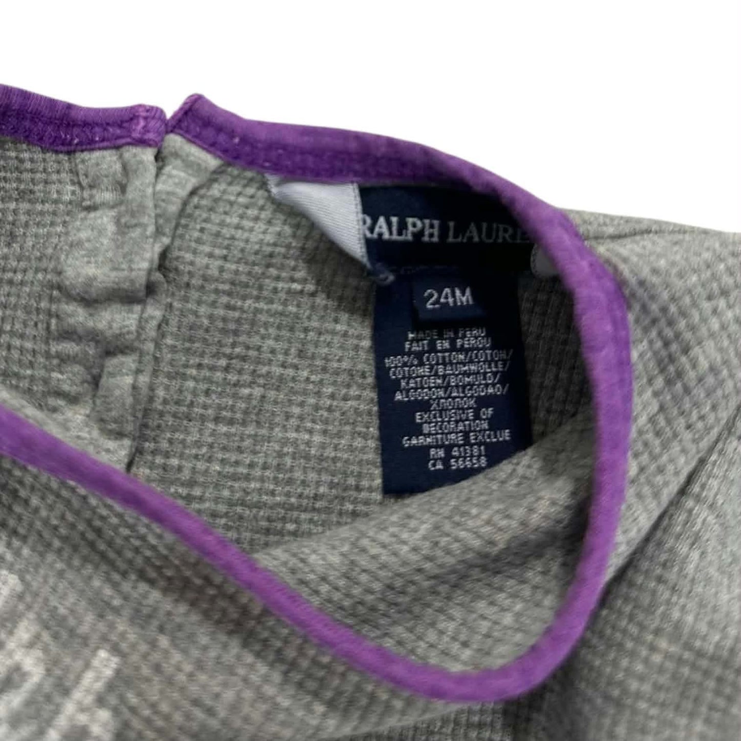 RALPH LAUREN GREY BABY GIRL DRESS WITH RUFFLES AND LONG SLEEVES (24 MONTHS)
