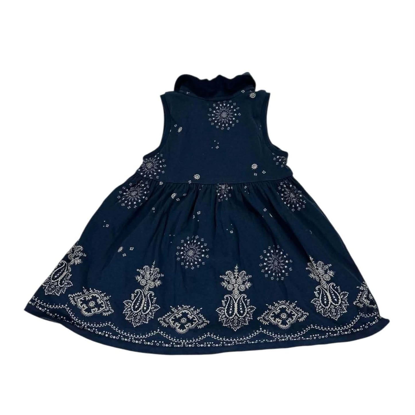 RALPH LAUREN NAVY BABYDOLL DRESS WITH WHITE BANDANA PRINT (24 MONTHS)
