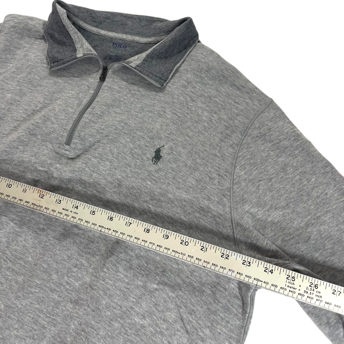 POLO RALPH LAUREN GRAY QUARTER ZIP (L - XL)
