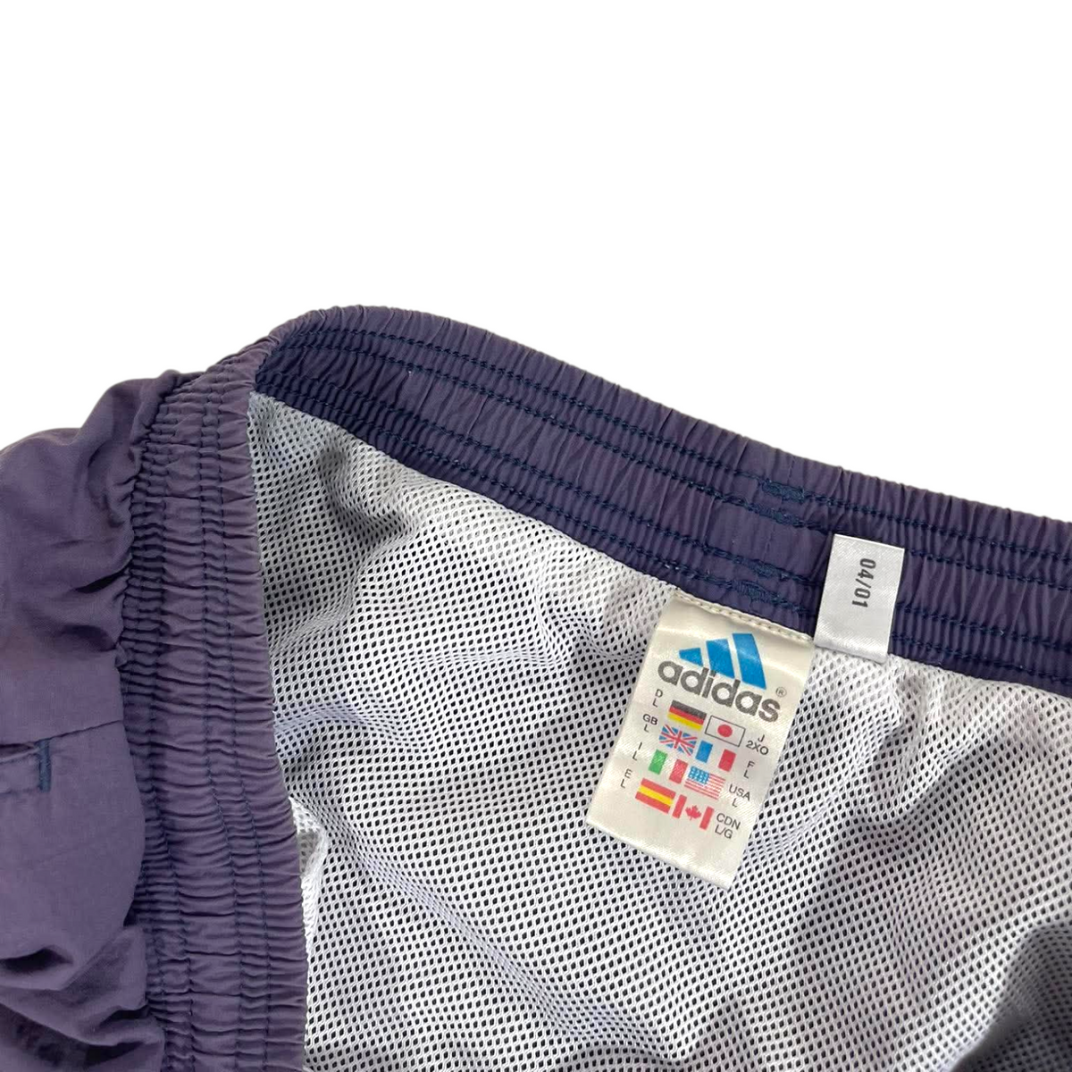 VINTAGE ADIDAS PURPLE & GRAY SHORTS (L)