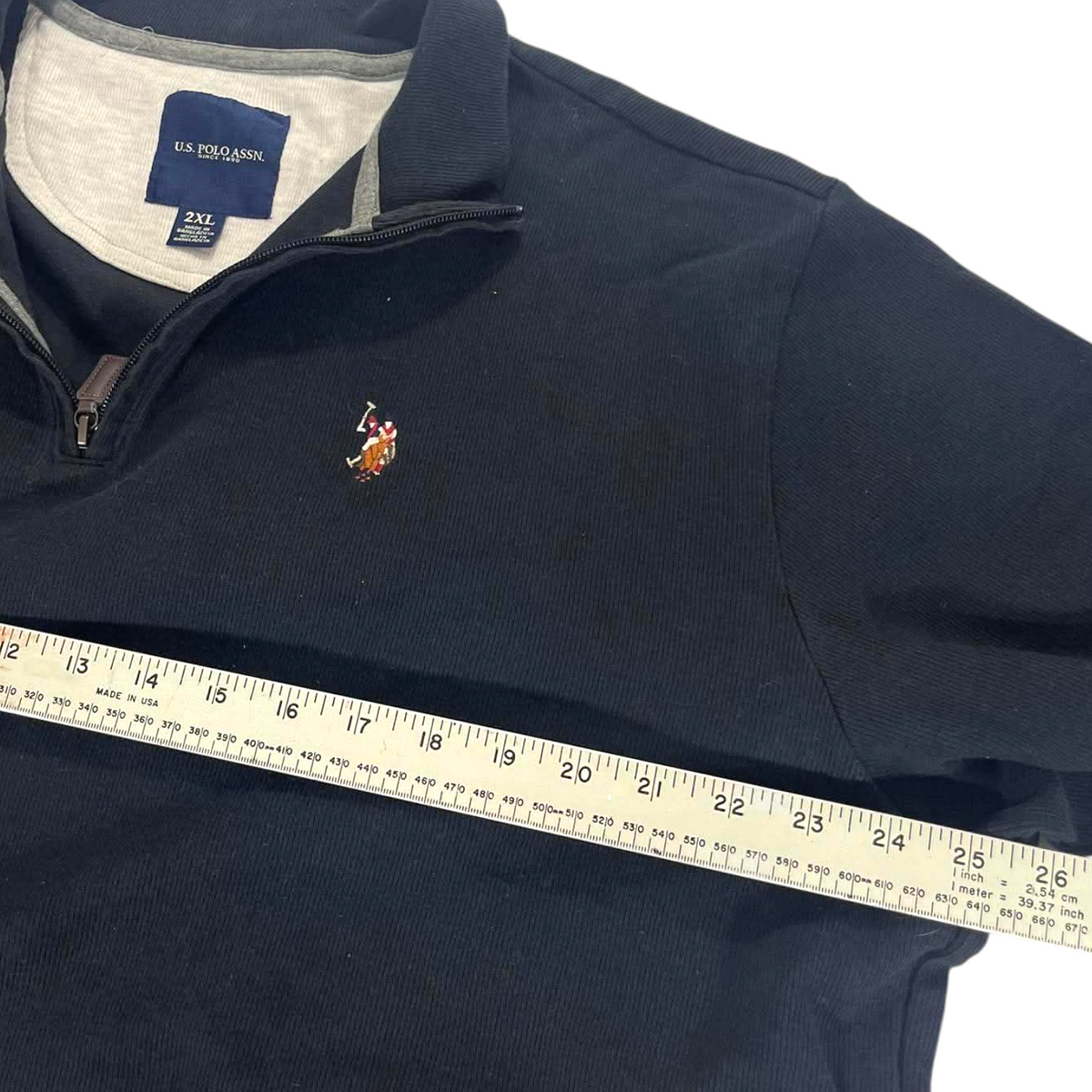 US POLO NAVY BLUE QUARTER ZIP (BEST FIT LARGE - XL)