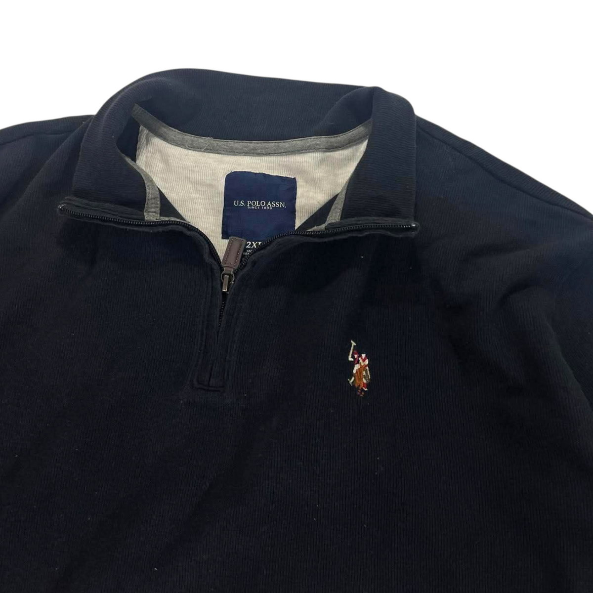 US POLO NAVY BLUE QUARTER ZIP (BEST FIT LARGE - XL)