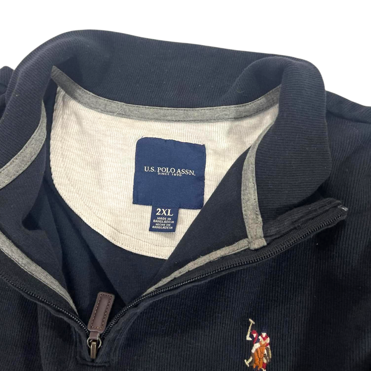 US POLO NAVY BLUE QUARTER ZIP (BEST FIT LARGE - XL)