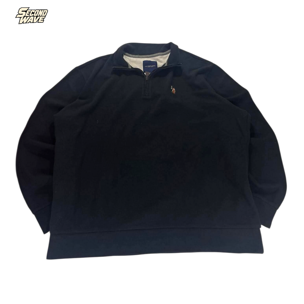 US POLO NAVY BLUE QUARTER ZIP (BEST FIT LARGE - XL)