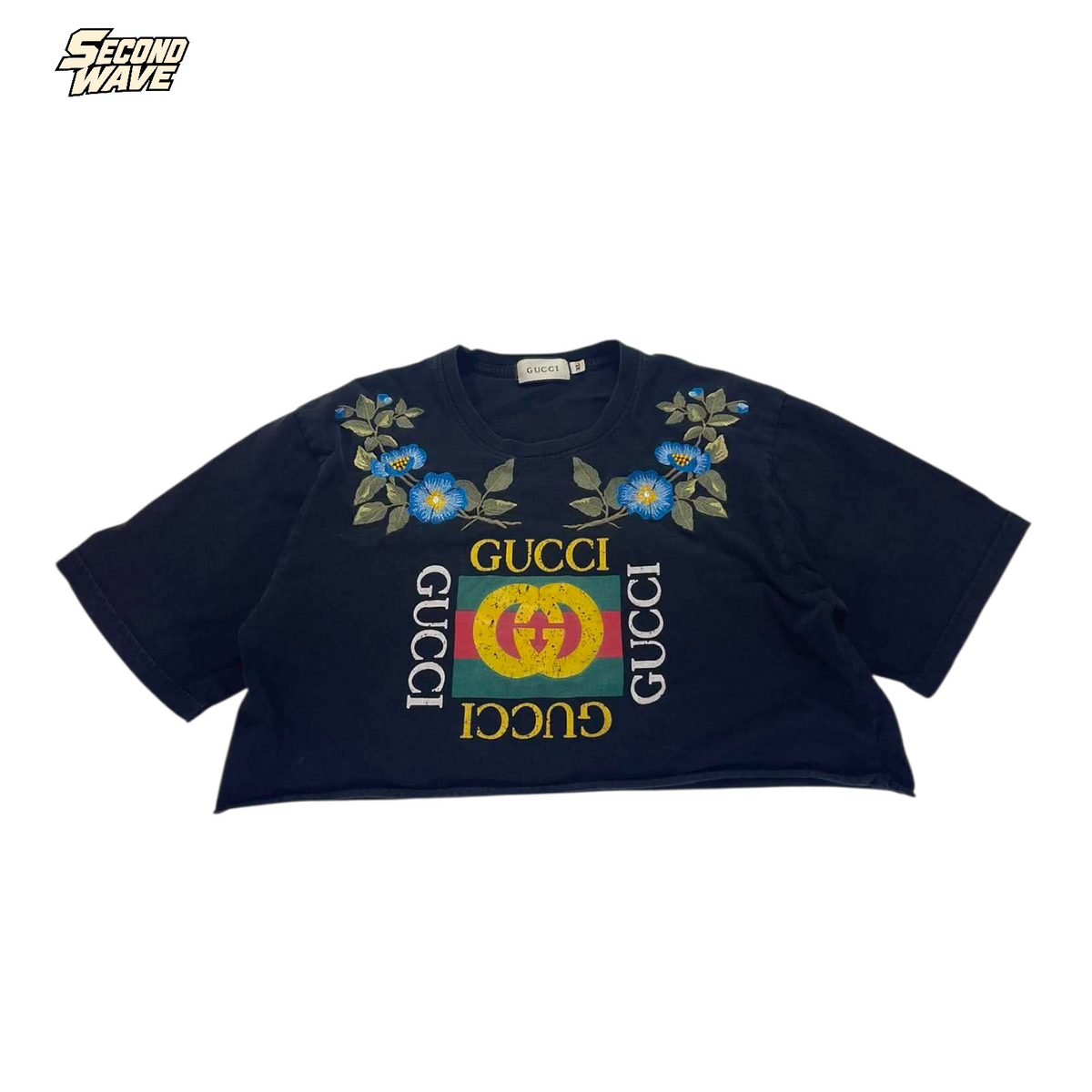 BL GUCCI BLACK CROP TOP (BEST FIT S)