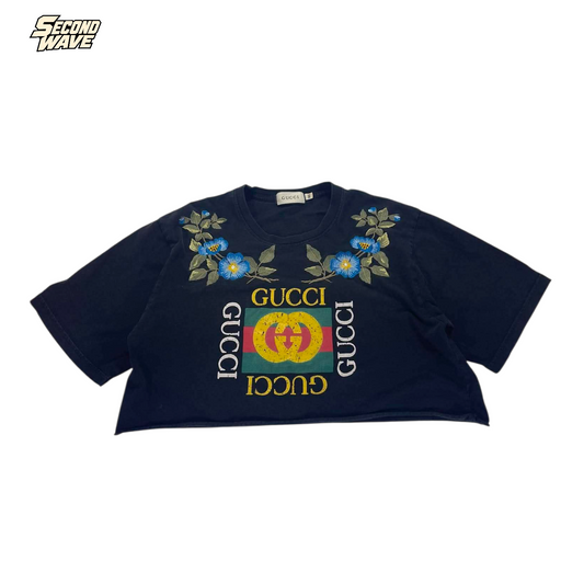 BL GUCCI BLACK CROP TOP (BEST FIT S)