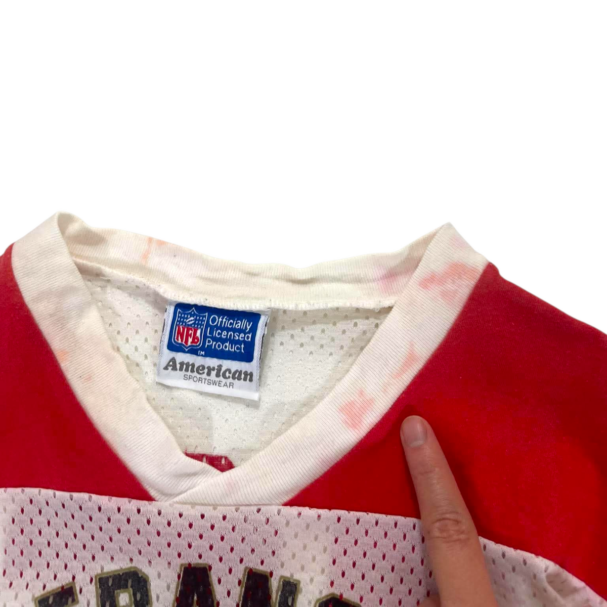 NFL 49ERS WHITE & RED KID JERSEY (XS)