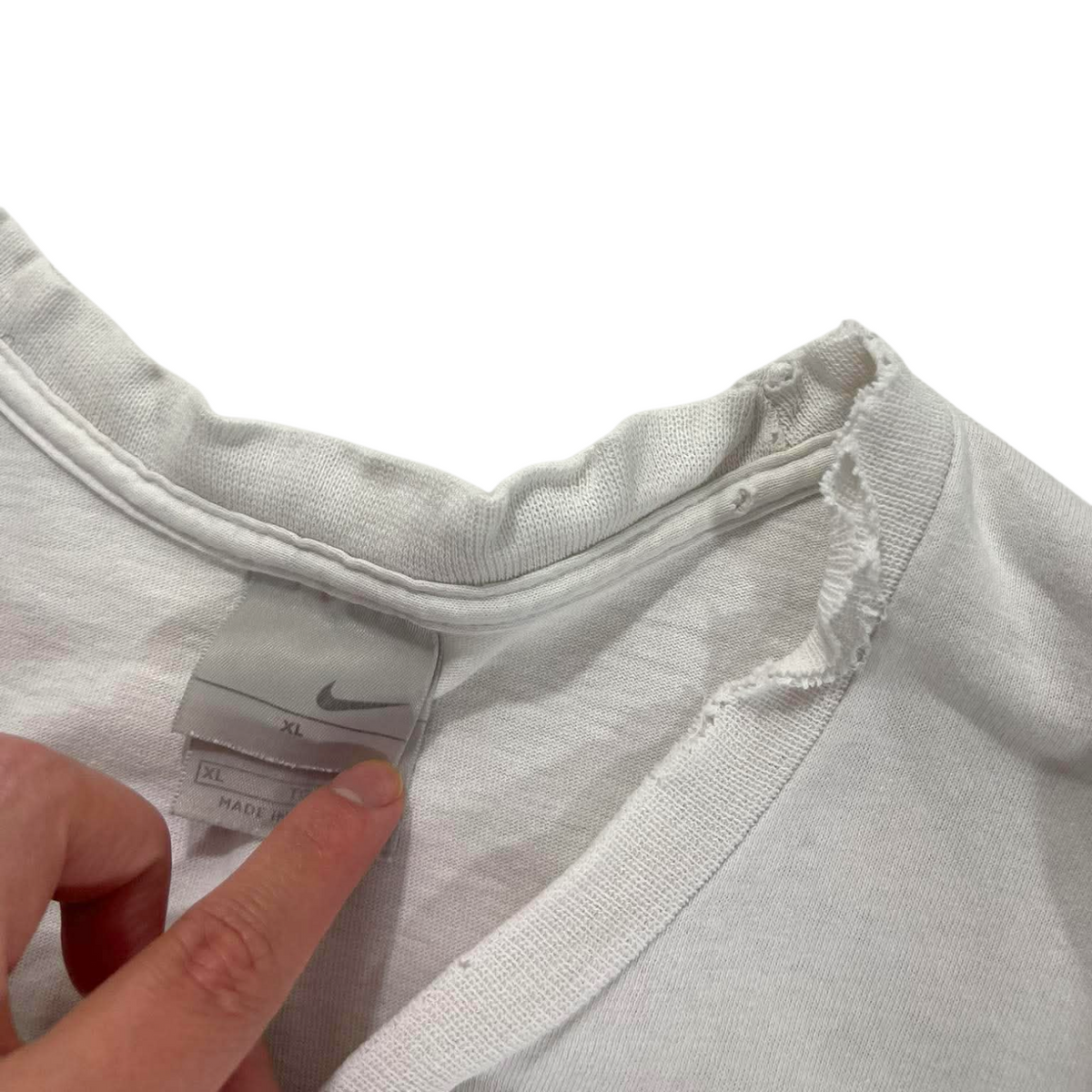 TRASHED NIKE WHITE SHIRT WITH 'I ❤️ YUNI' (XL)