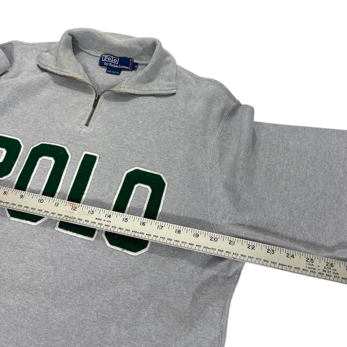 POLO RALPH LAUREN GRAY QUARTER ZIP (BEST FIT M)
