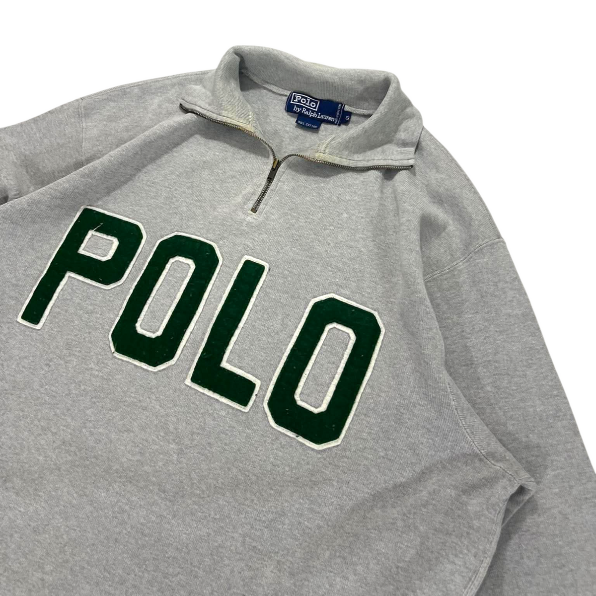 POLO RALPH LAUREN GRAY QUARTER ZIP (BEST FIT M)