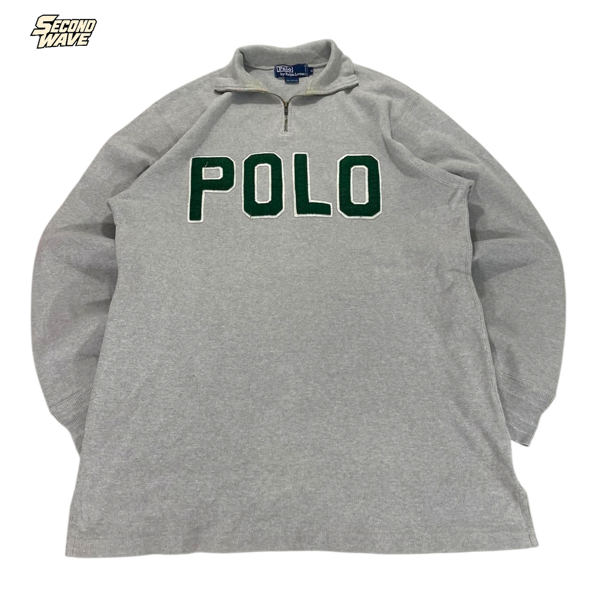 POLO RALPH LAUREN GRAY QUARTER ZIP (BEST FIT M)