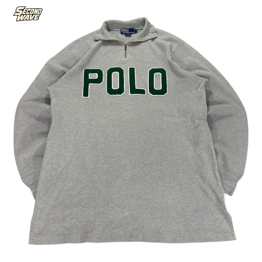 POLO RALPH LAUREN GRAY QUARTER ZIP (BEST FIT M)
