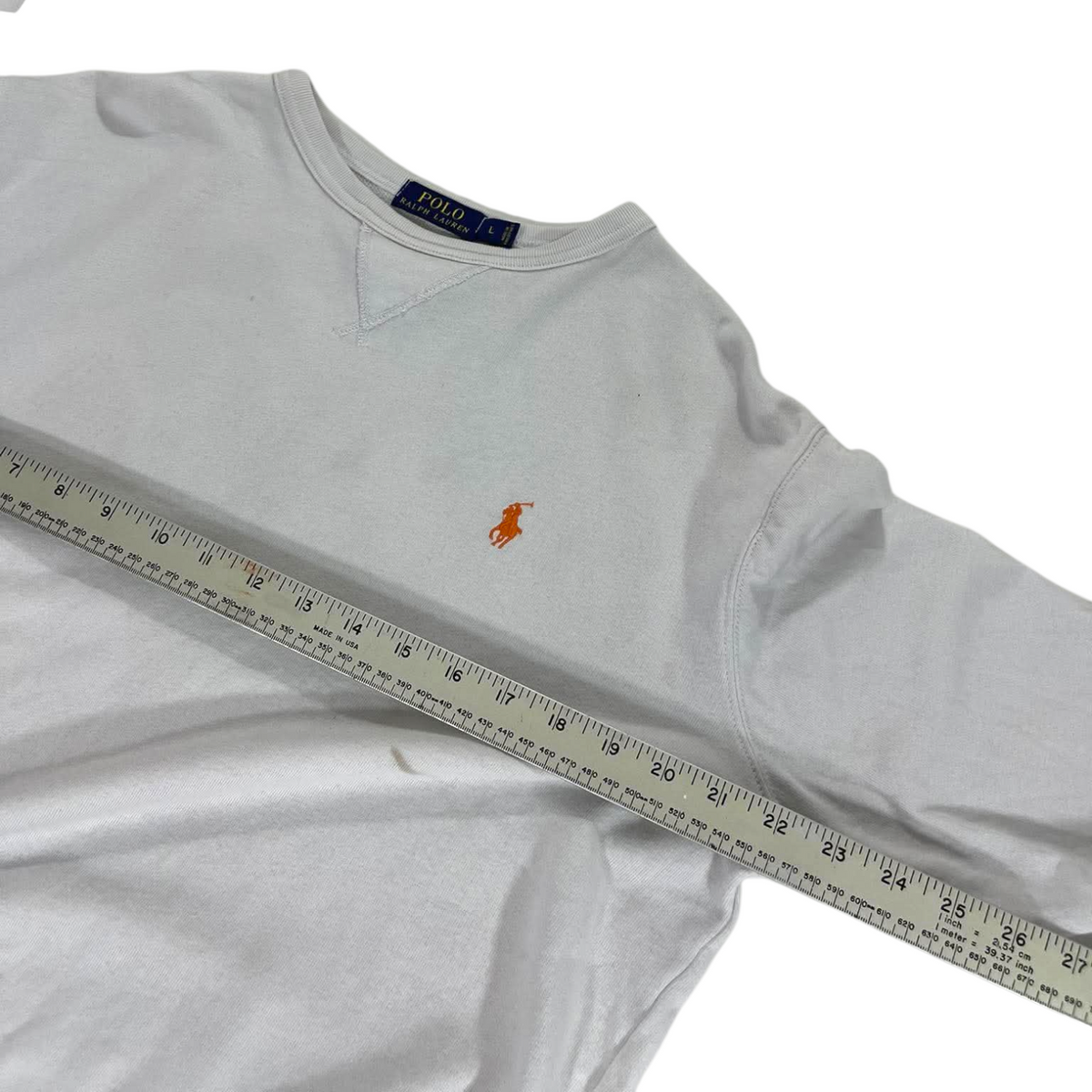 POLO RALPH LAUREN WHITE CREWNECK (M - L)