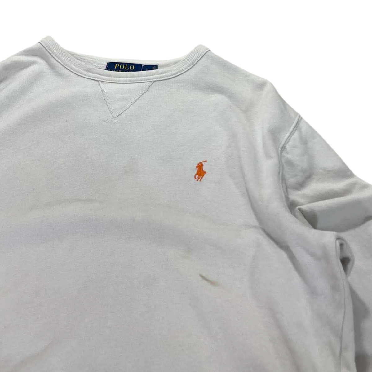 POLO RALPH LAUREN WHITE CREWNECK (M - L)