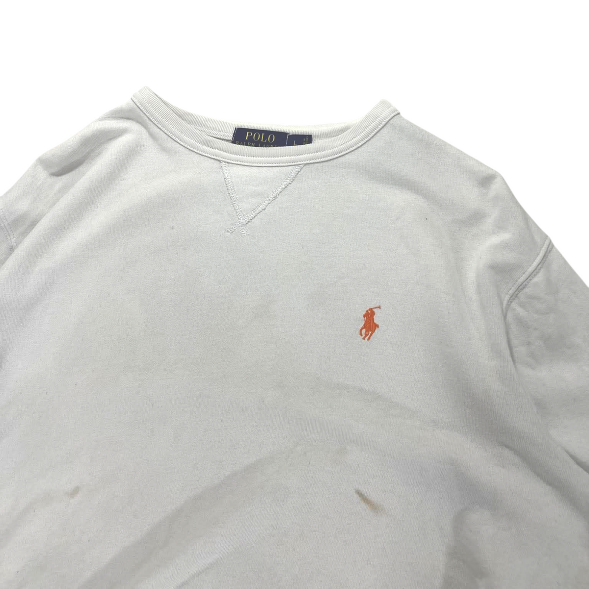 POLO RALPH LAUREN WHITE CREWNECK (M - L)