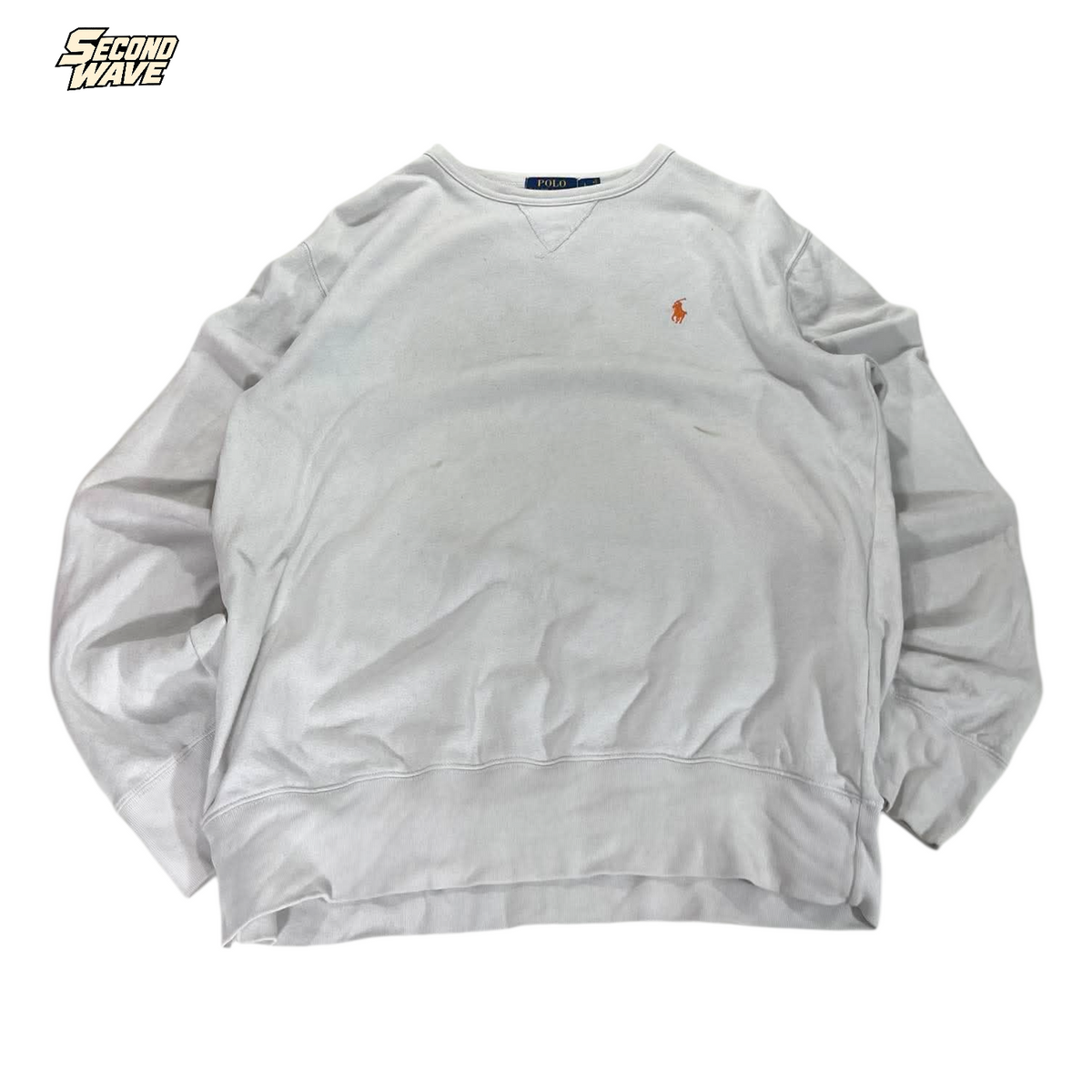 POLO RALPH LAUREN WHITE CREWNECK (M - L)