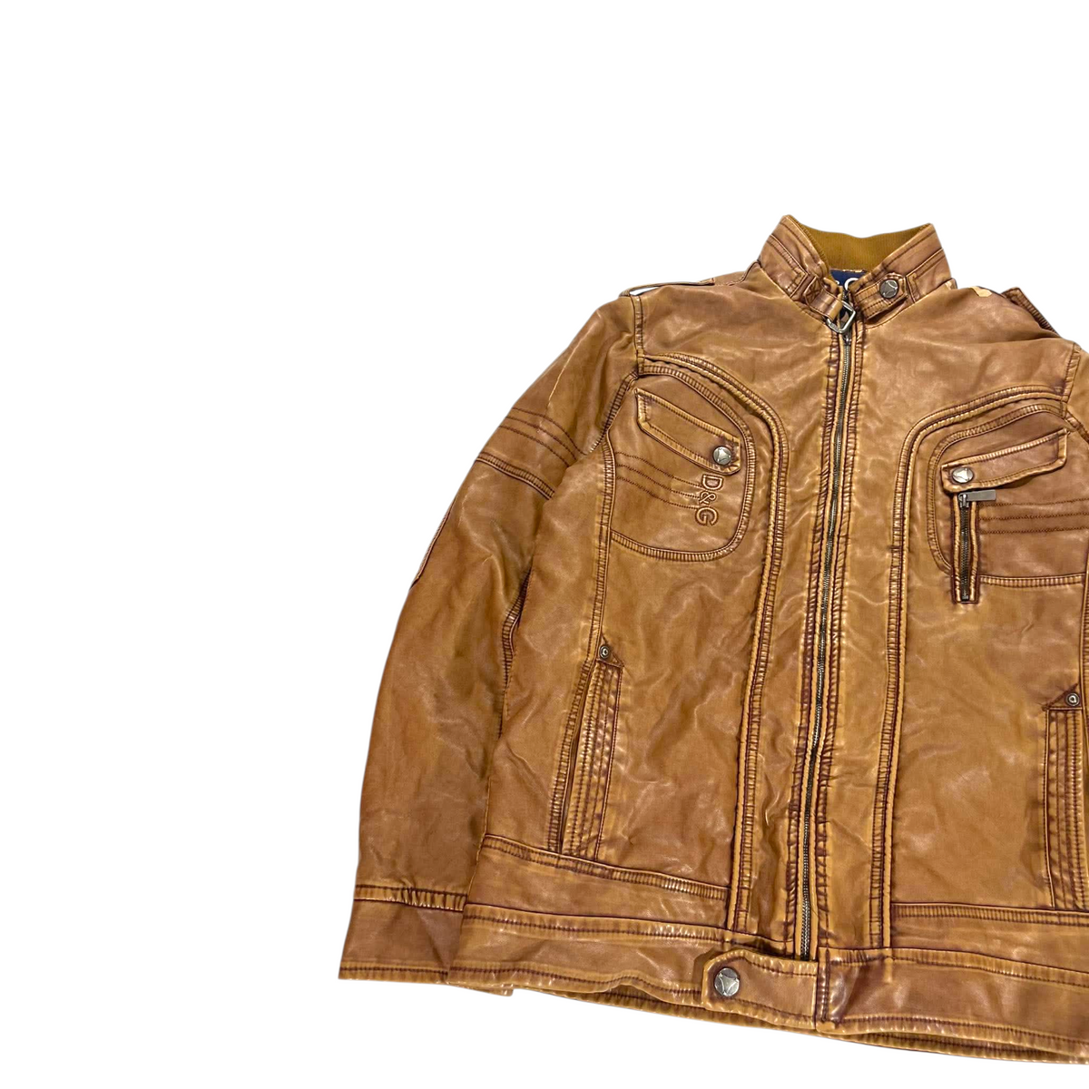 D&G BROWN LEATHER JACKET (XXL)