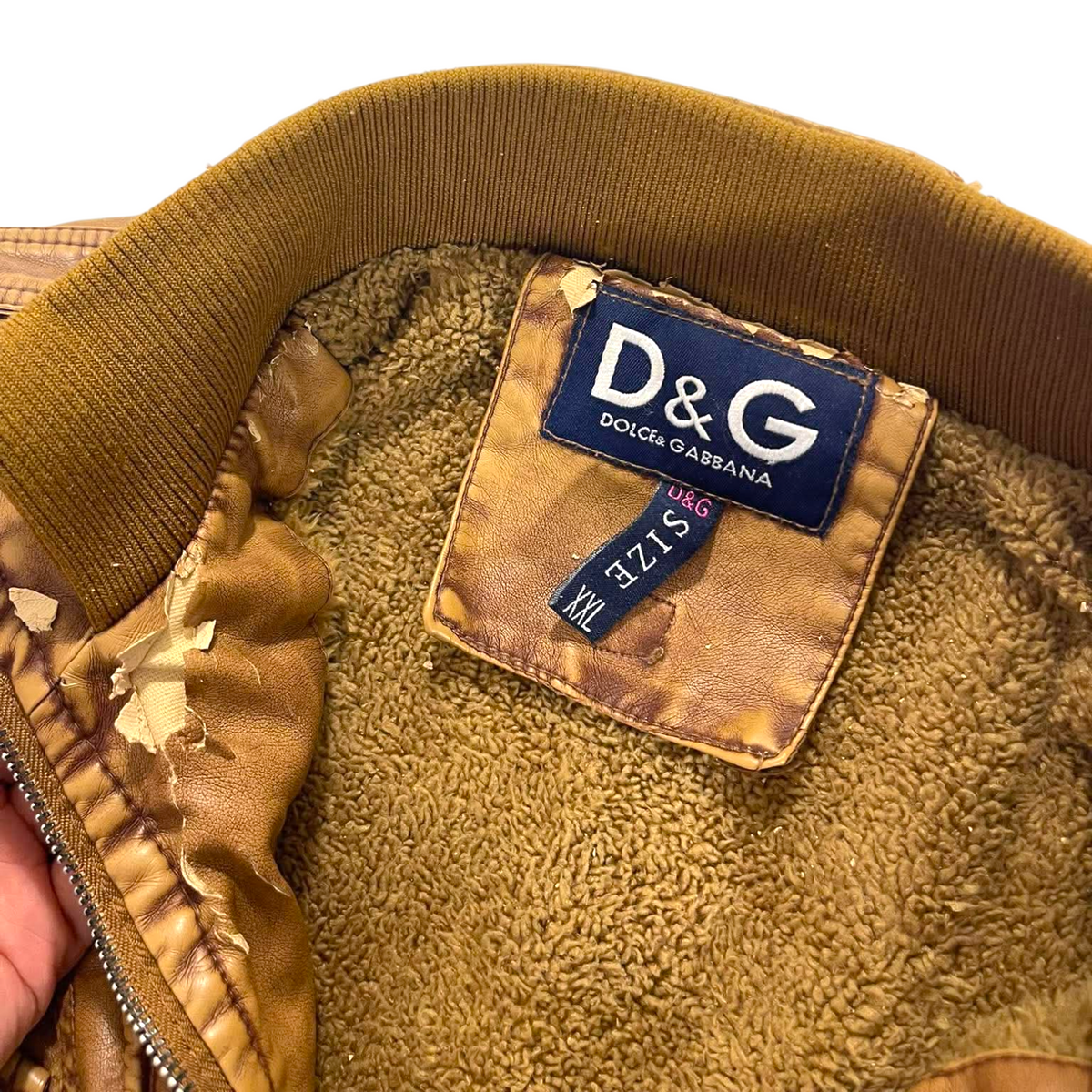 D&G BROWN LEATHER JACKET (XXL)