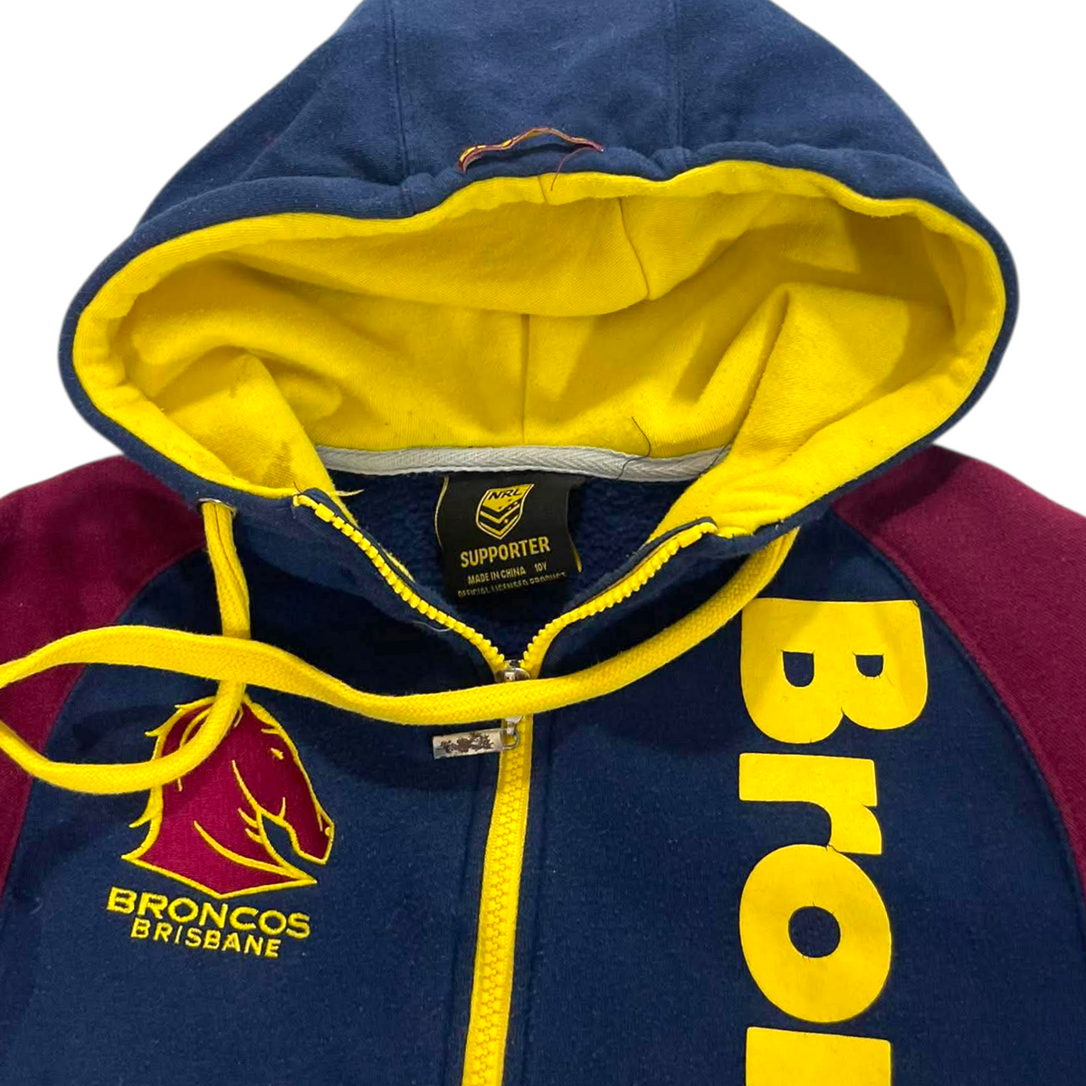 NRL BRONCOS ZIP UP HOODIE (10Y)