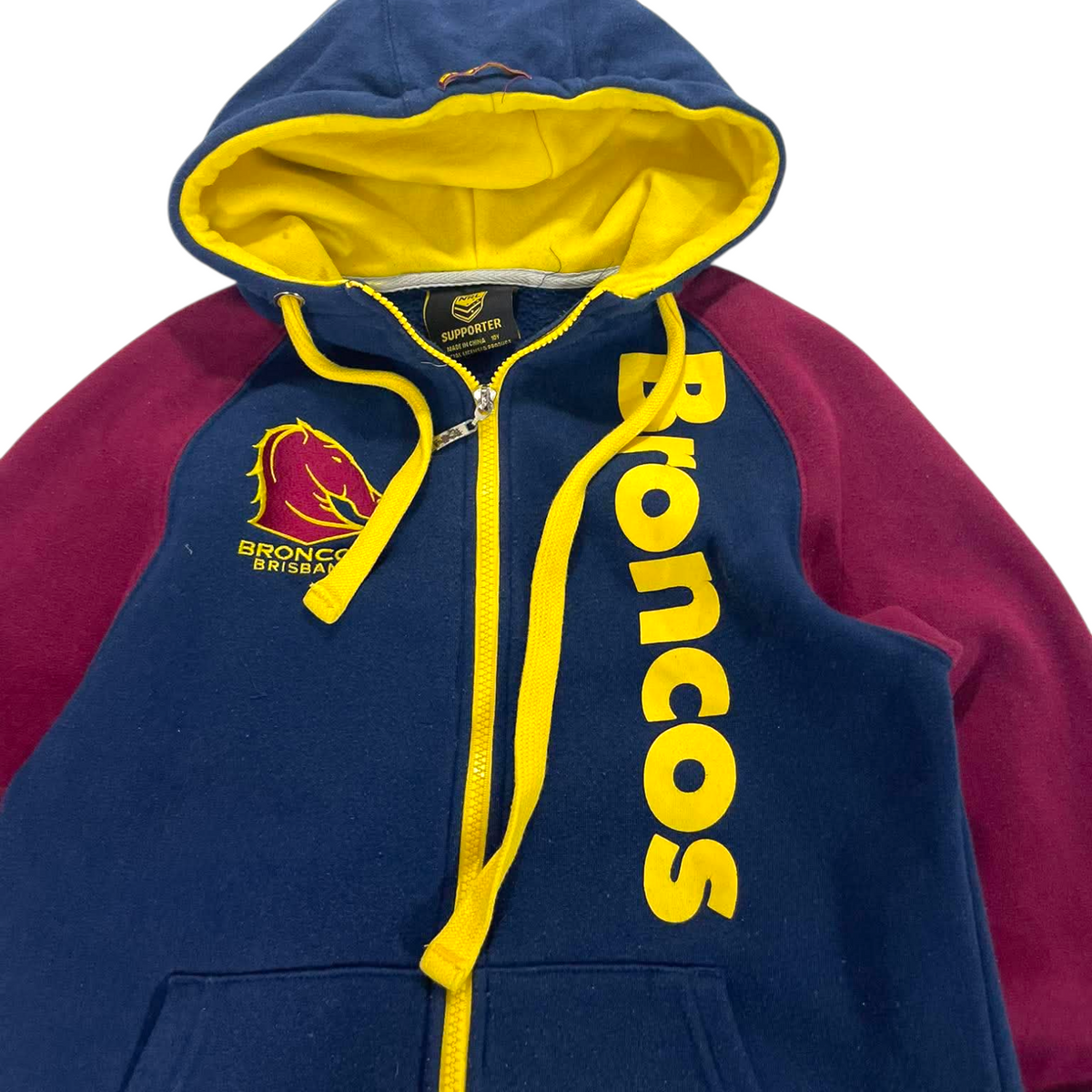 NRL BRONCOS ZIP UP HOODIE (10Y)