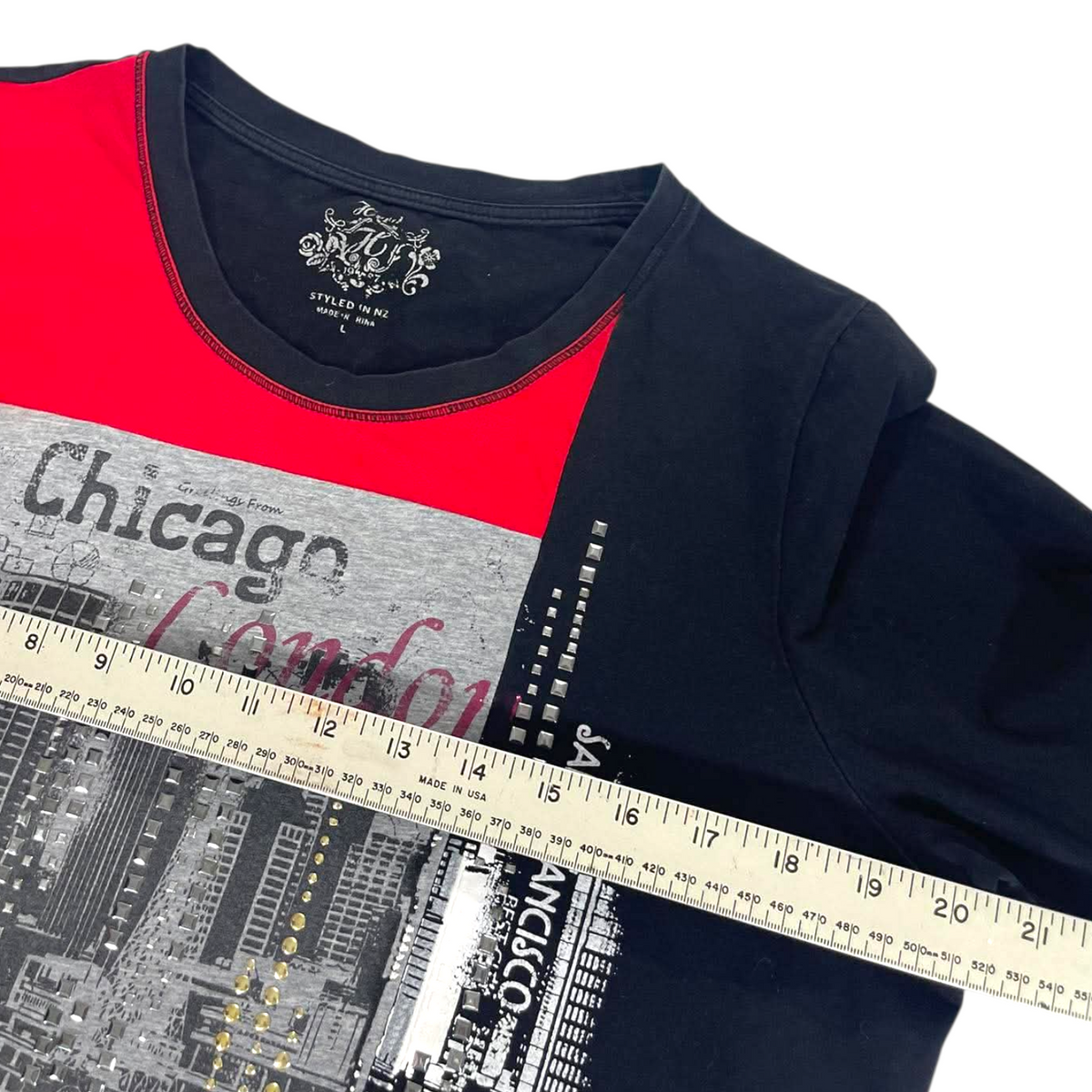 Y2K CHICAGO LONDON 3/4 SLEEVE SHIRT (L)