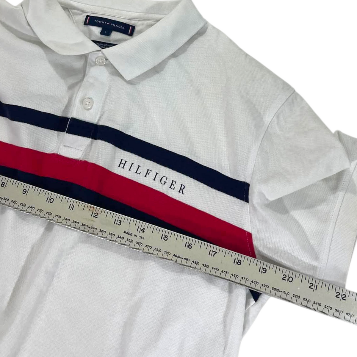TOMMY HILFIGER WHITE POLO SHIRT (L)