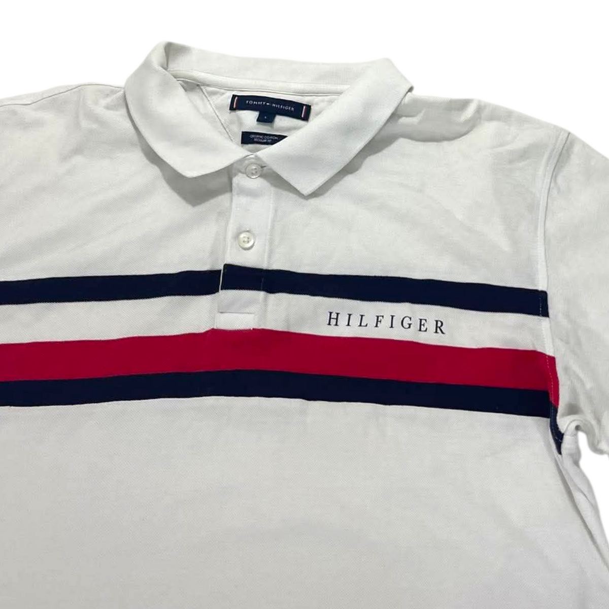 TOMMY HILFIGER WHITE POLO SHIRT (L)