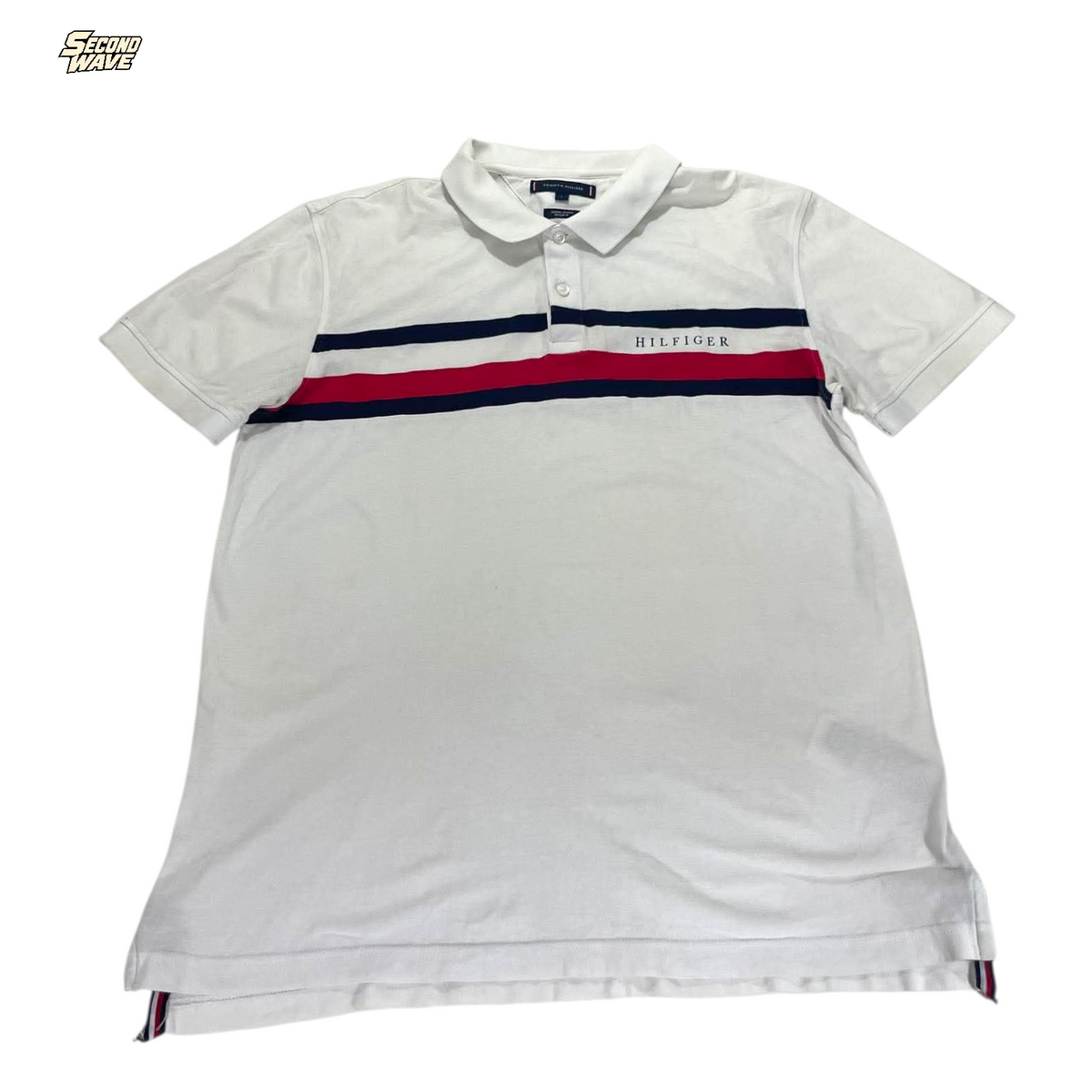 TOMMY HILFIGER WHITE POLO SHIRT (L)