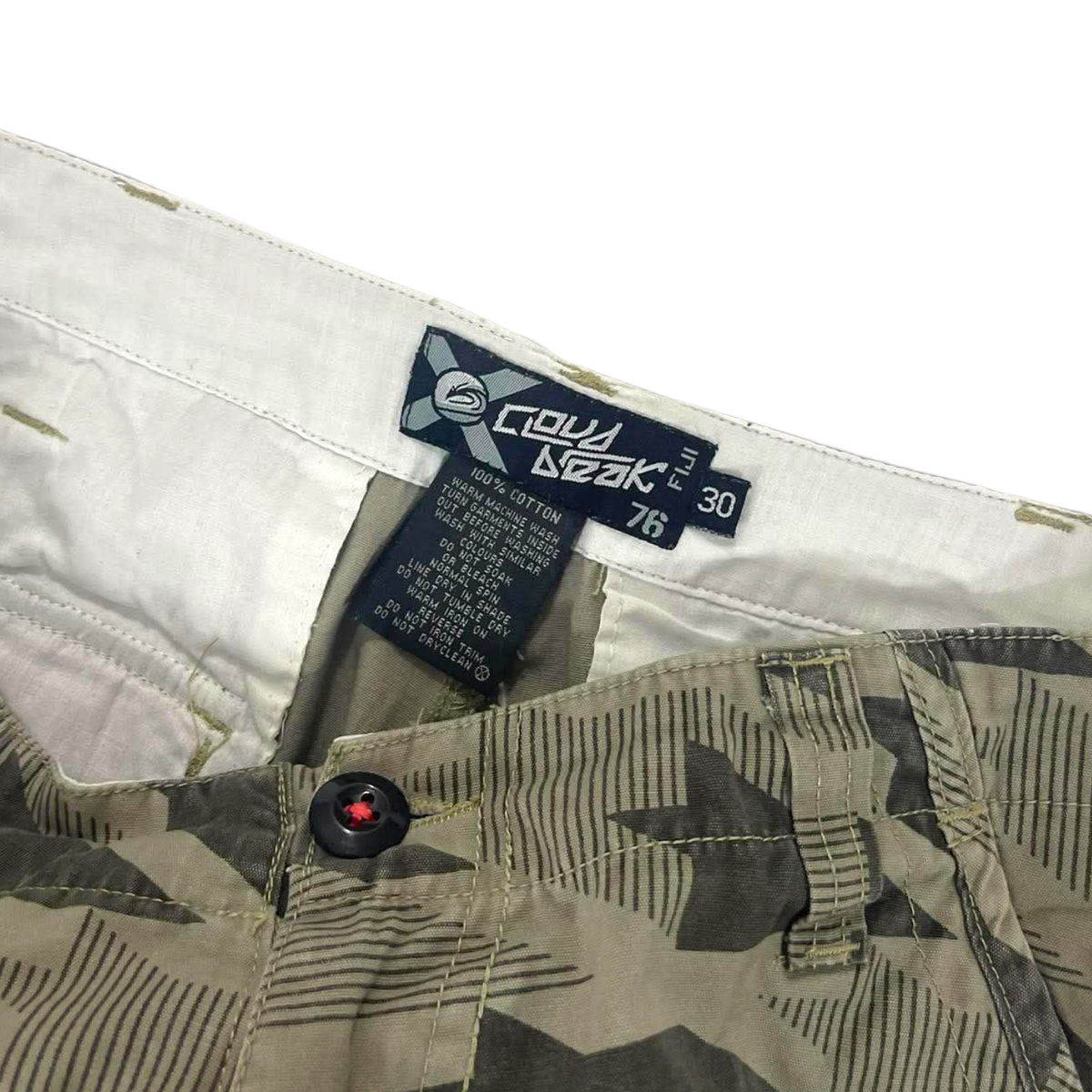 Y2K CLOUD BEAK CAMO CARGO SHORTS (30 (32'))