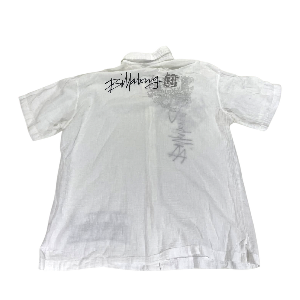 BILLABONG WHITE BUTTON UP SHIRT (BEST FIT XL)