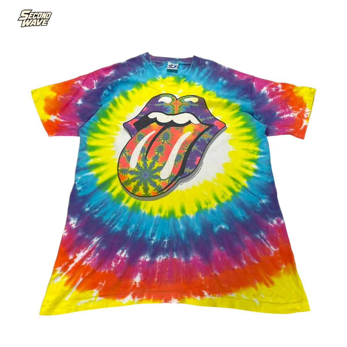 VINTAGE SINGLE STITCHED ROLLING STONE TIE DYE SHIRT (XL)
