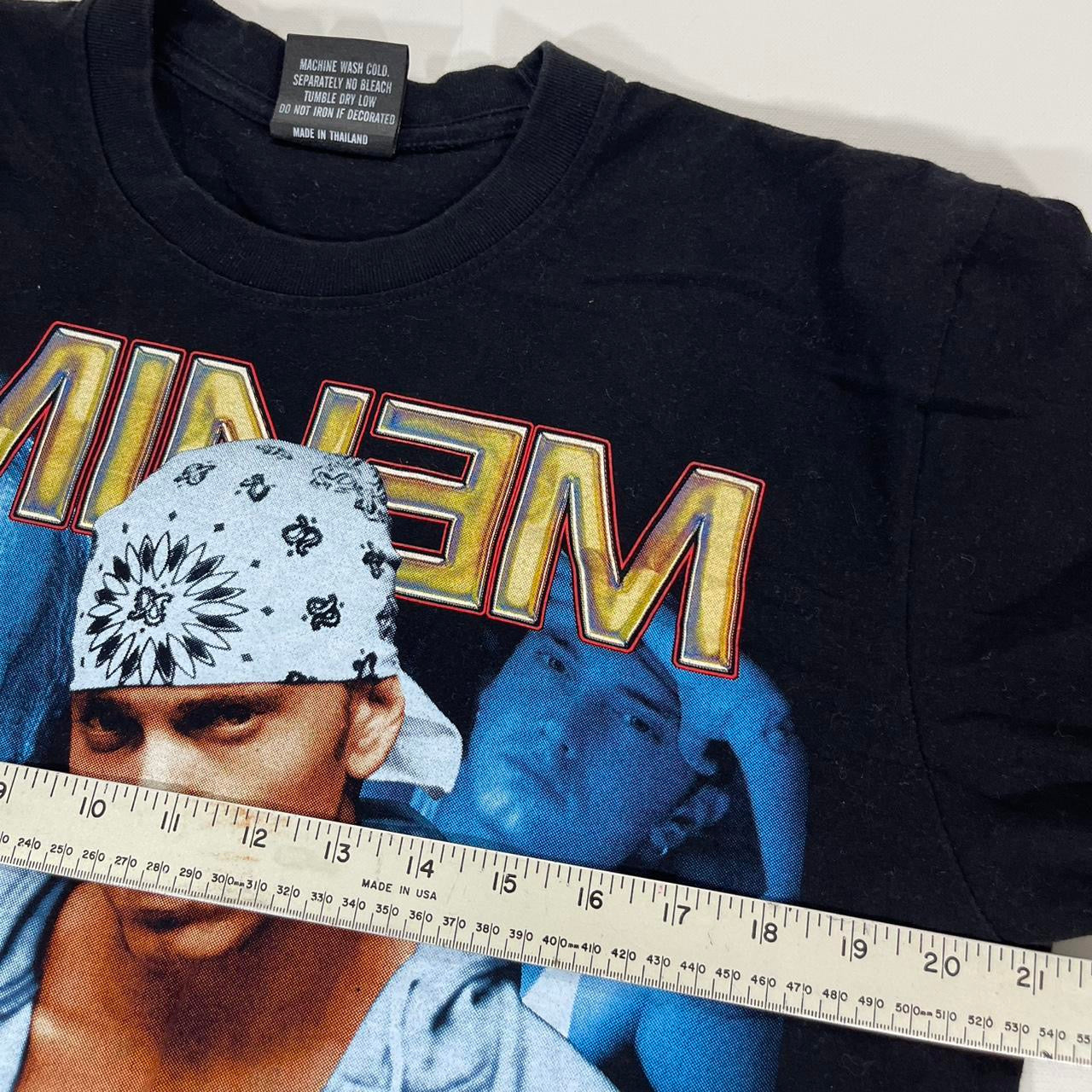THAI BOOT SINGLE STITCHED FRONT AND BACK EMINEM BLACK GRAPHIC TEE (L)