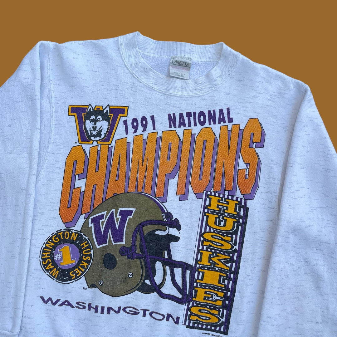 VINTAGE 1991 HUSKIES CHAMPION CREWNECK (M)