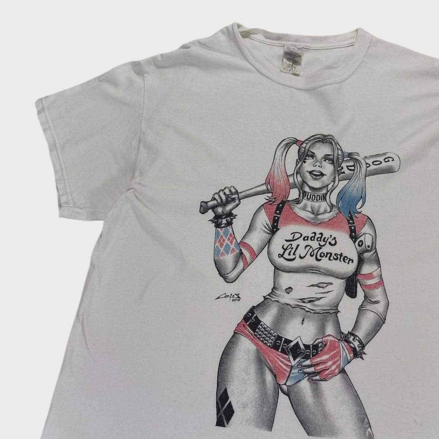 HARLEY QUINN SUICIDE SQUAD WHITE COTTON TEE (L)
