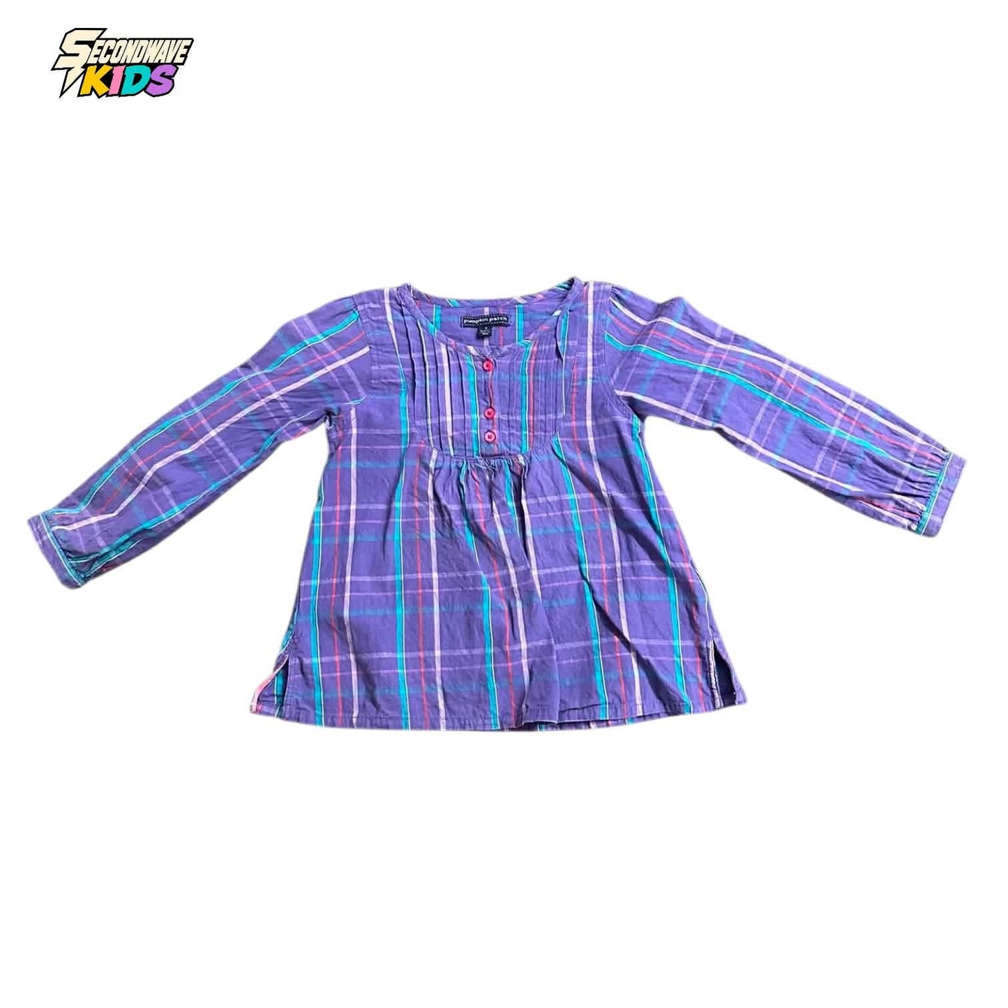 PURPLE PLAID PUMPKIN PATCH BABYDOLL BLOUSE (4 YRS)