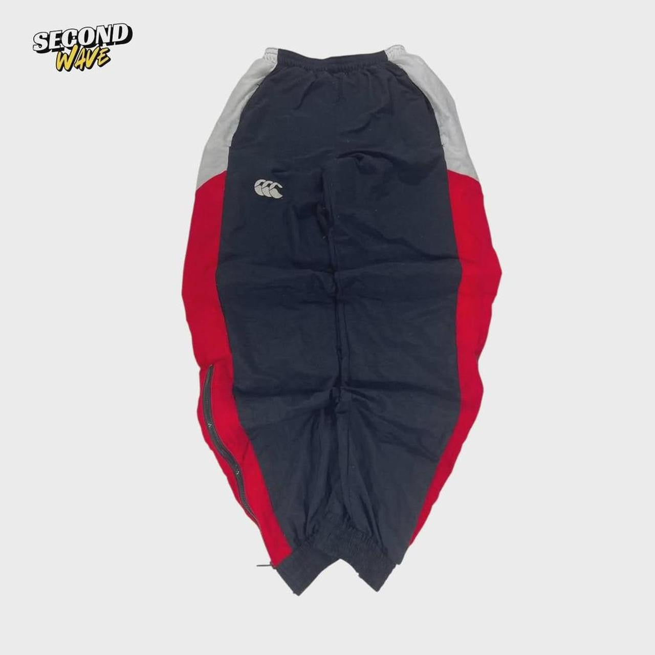 90s CANTERBURY OF NEW ZEALAND NAVY TRACK PANTS (S)