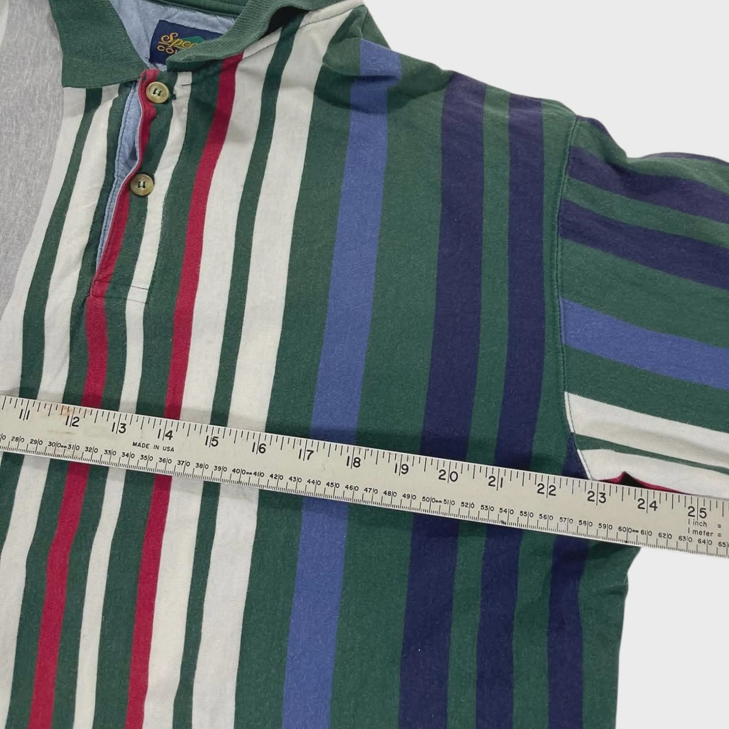 90S MULTICOLOURED STRIPED POLO SHIRT (XL)