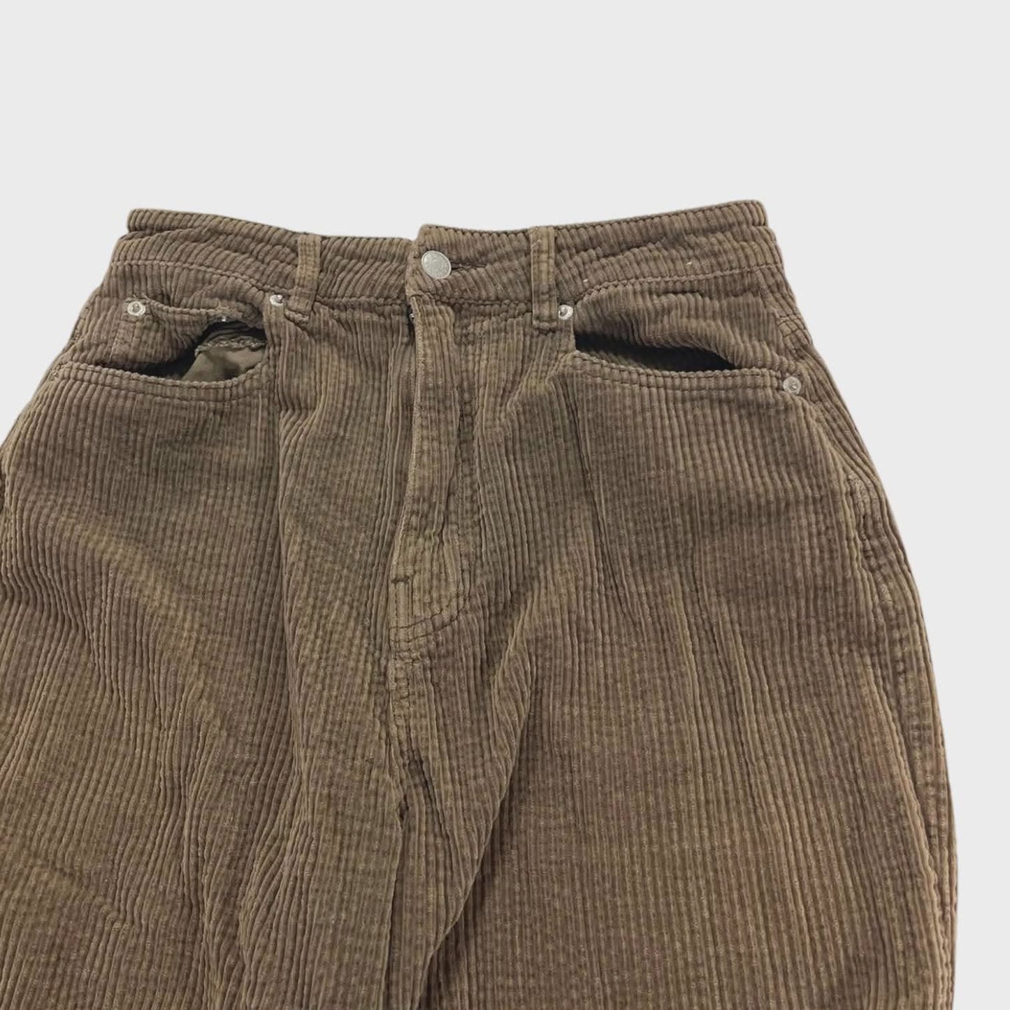 GLASSONS BROWN CORDUROY WIDE LEG TROUSERS (UK10)