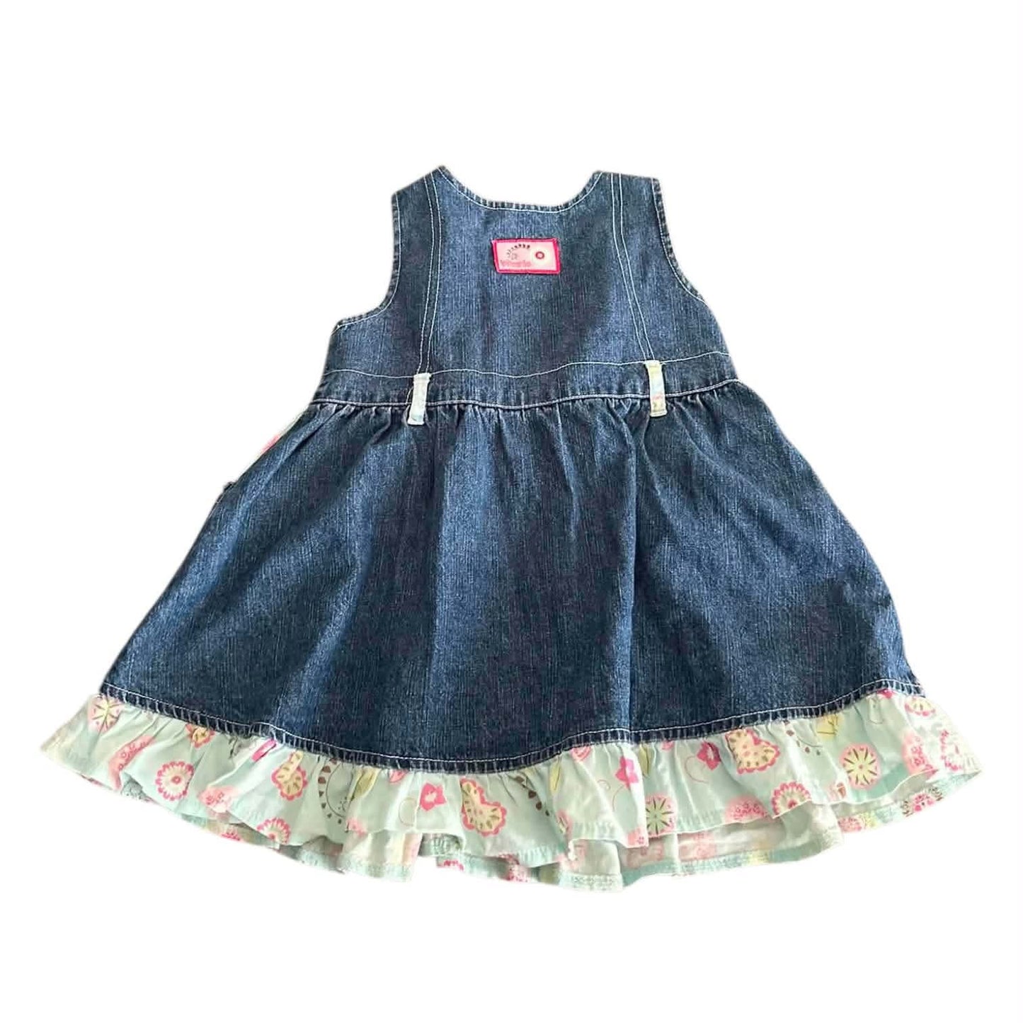 DISNEY WINNIE THE POOH DENIM DRESS WITH FLORAL LINING AND POCKETS (9-12 MONTHS)