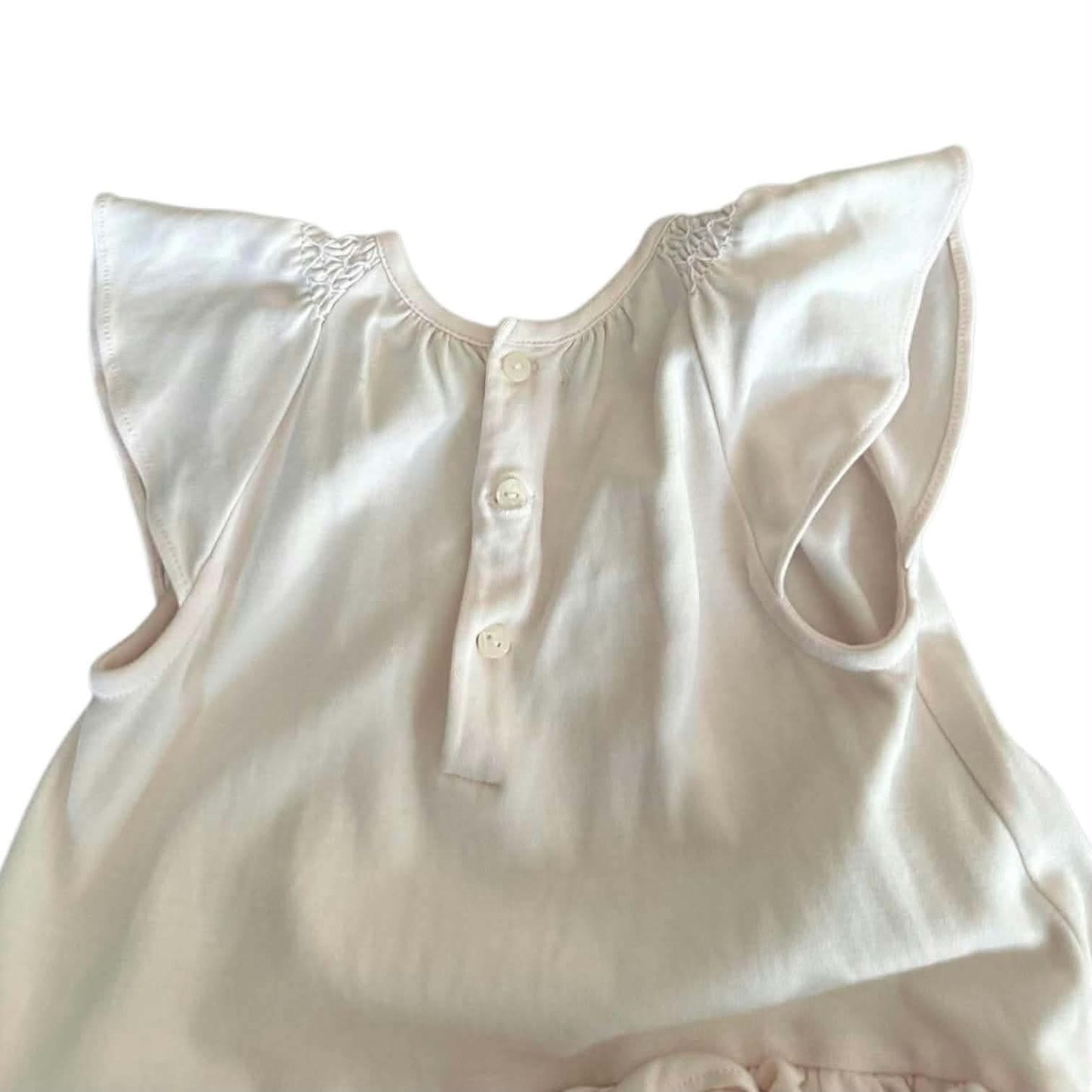 RALPH LAUREN BABY ROMPER WITH RUFFLES AND FLORAL EMBROIDERY (12 MONTHS)